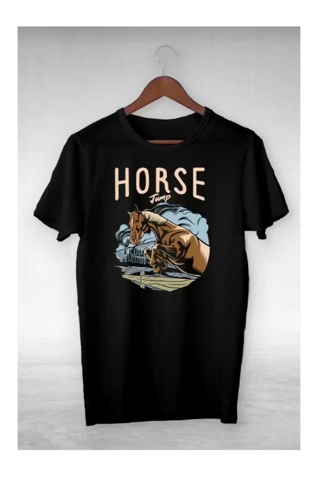 Unisex Women Men Horse Jump Printed Oversized T-Shirt