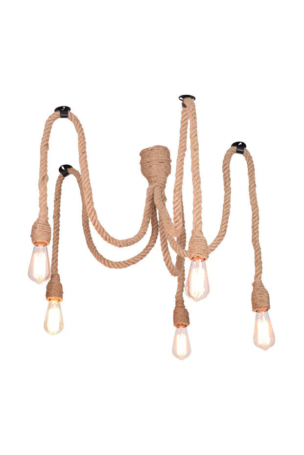 Pendul Rope, 5 x E27, bej - 2