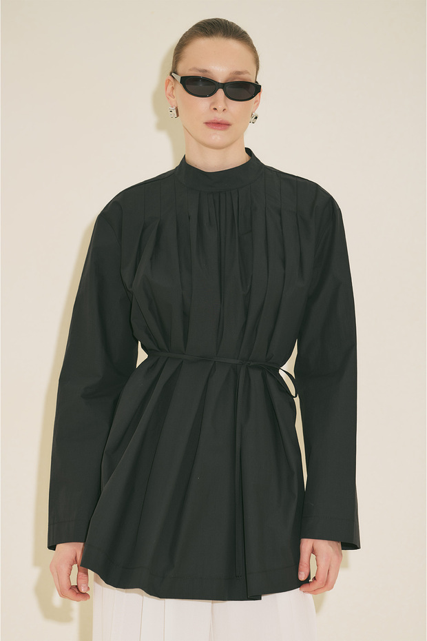 PLİSELİ TUNİK SİYAH - 2