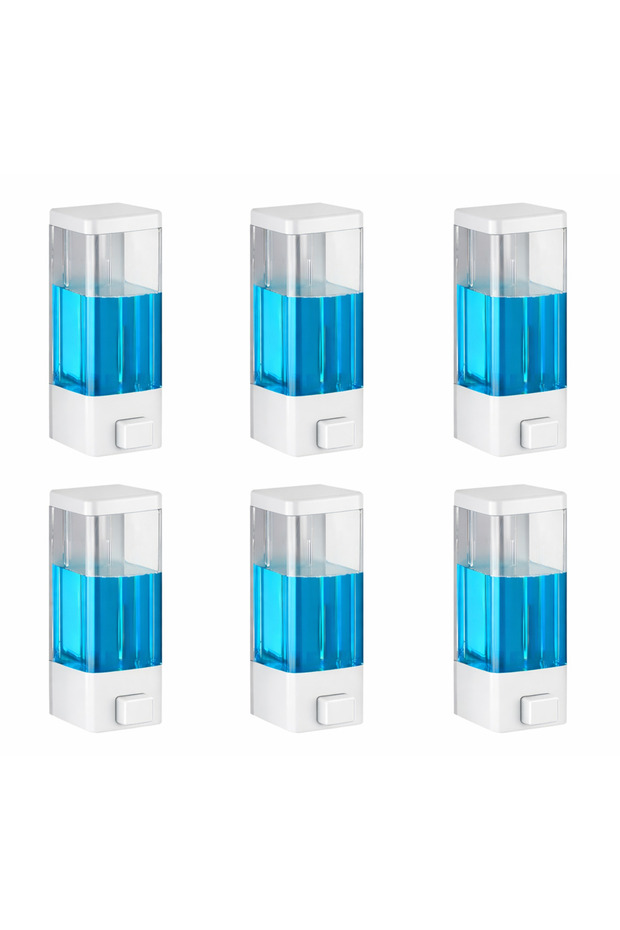 Wall Mounted Manual Liquid Soap Dispenser 6 Pcs Adhesive and Screw-On Non-Spill Soap Dispenser 350 ml V-1