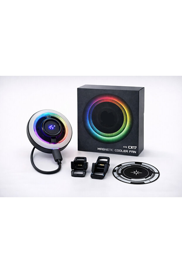 CX17 Magnetic Phone Cooler Fan RGB Mobile Cooling Fan With Temperature Display For Gaming