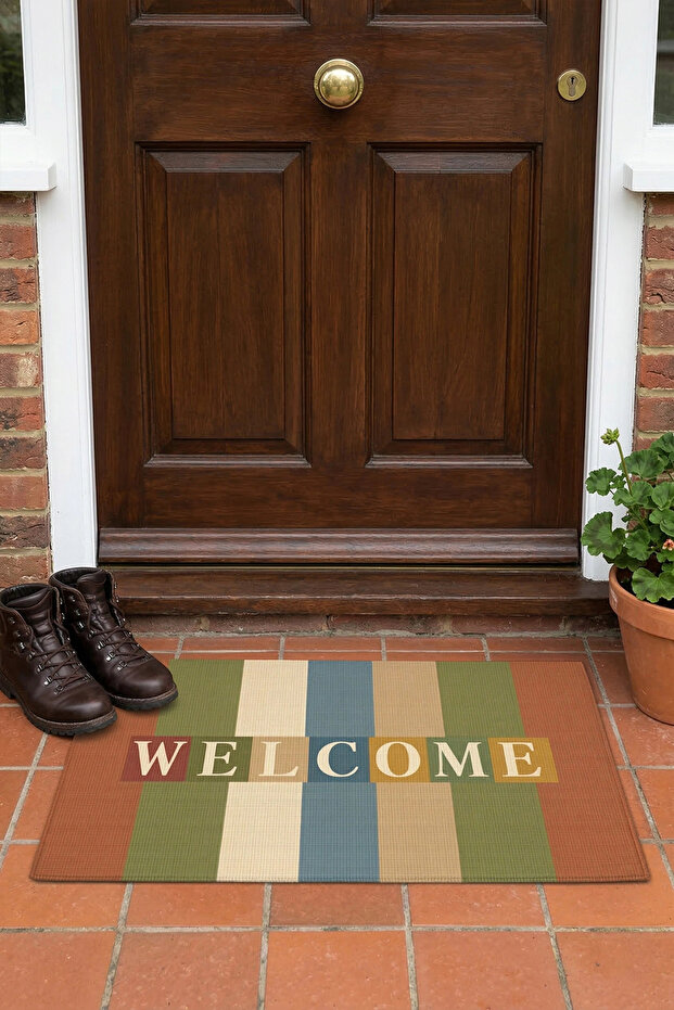 Retro Welcome Digital Print Pcs Home Office Workplace Door Front Outside Mat 45X70Cm