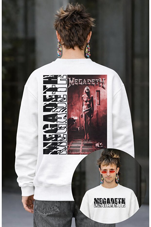 Unisex Oversized Megadeth Album Back Printed Crew Neck Hoodless Sweatshirt