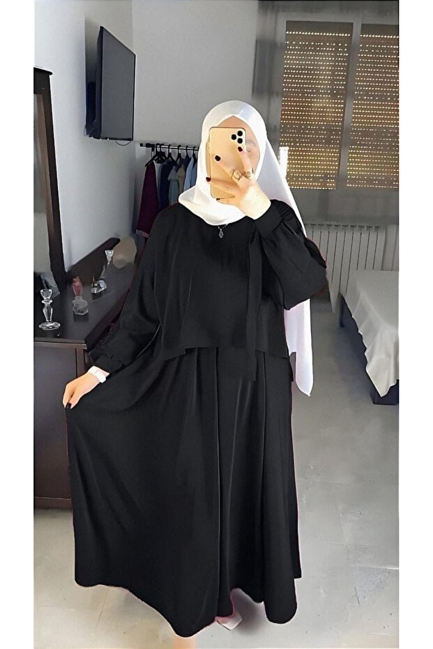 Women's Double-Layer Casual Dress - Modern Design for Islamic Clothing