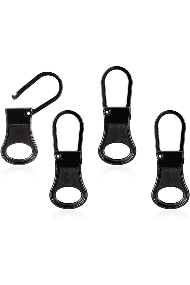 4pcs Detachable Metal Zipper Pull Replacement,Universal Zipper Tab Repair Kit for Clothing,Backpacks,and Luggage,Black