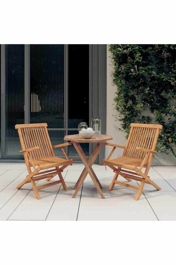 3 Piece Garden Dining Set Solid Wood Teak