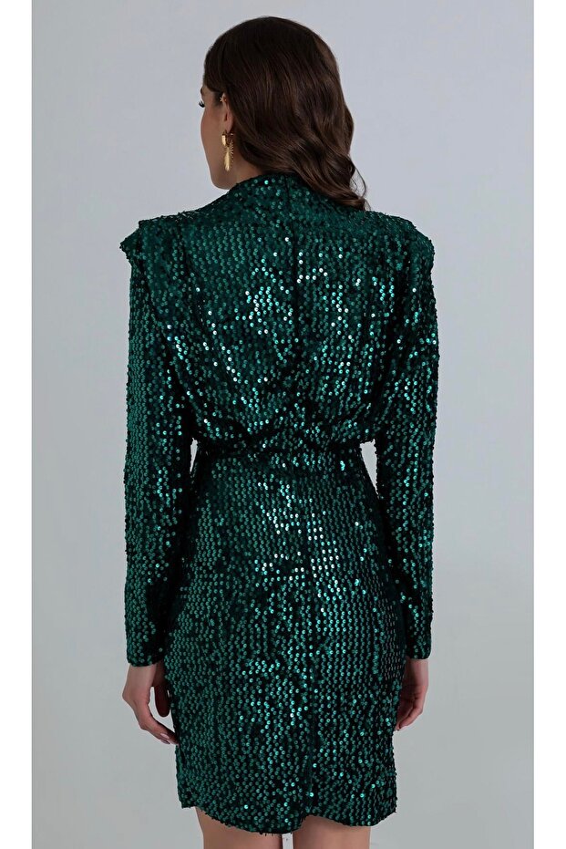 YEŞİL PAYETLİ ELBİSE - 3