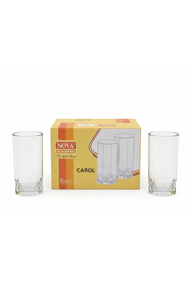 Carol Glass Tumbler 280ML 6 Pieces Set Clear Textured Drinking Glasses Durable Beverage Cups