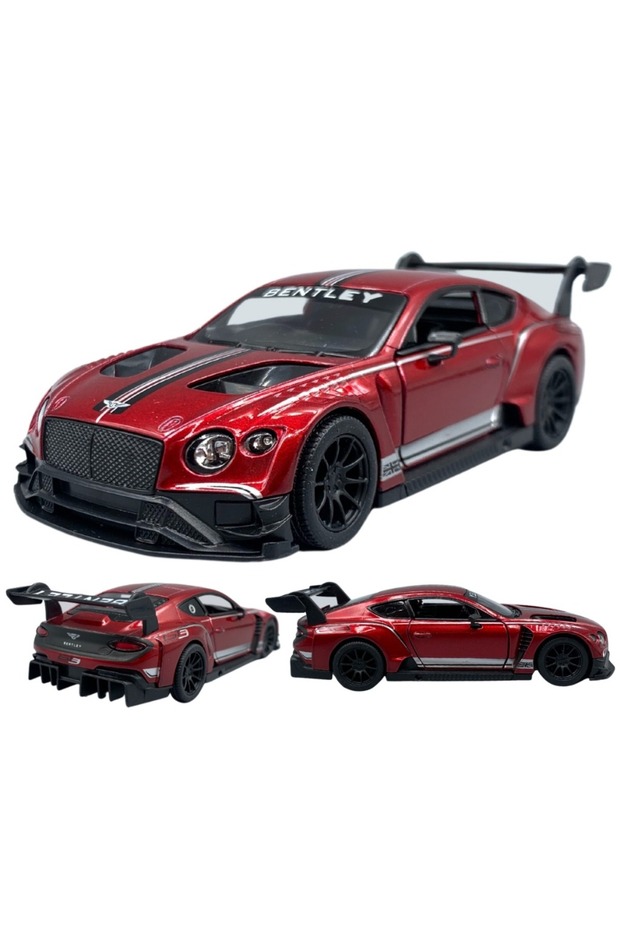 1:38 Scale Bentley GT Racing Diecast Car – Pull Back & Go with Opening Doors-Red