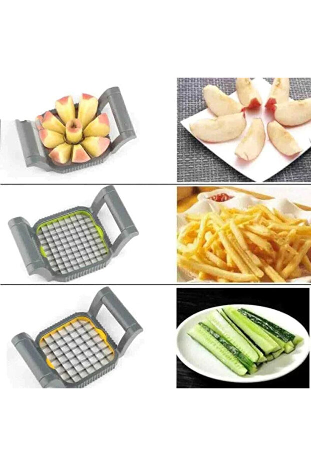 Vegetable & Fruit Slicer Set – 3 Interchangeable Cutting Shapes, Compact & Efficient - 4