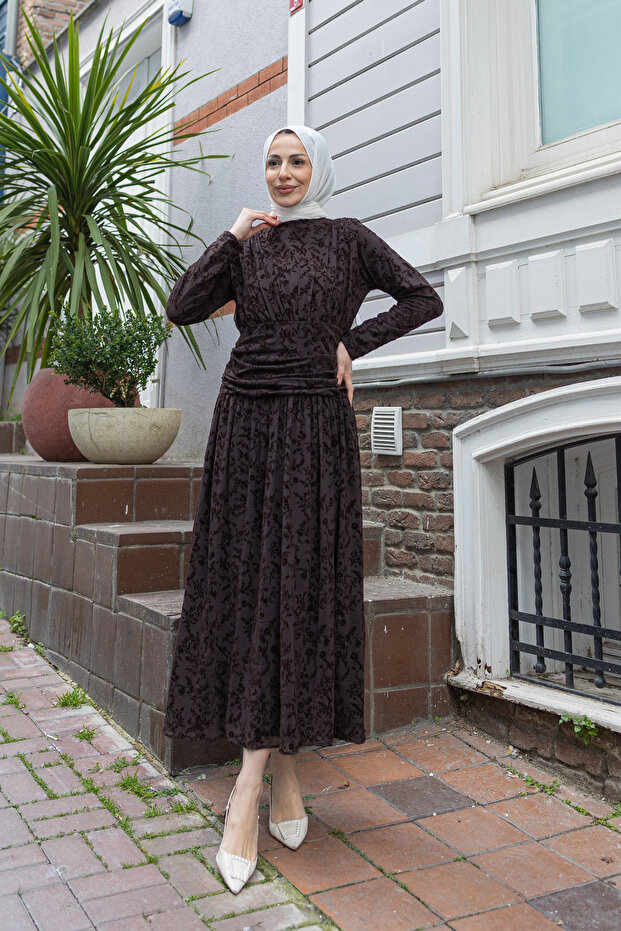 Flok Baskı Elbise - 1