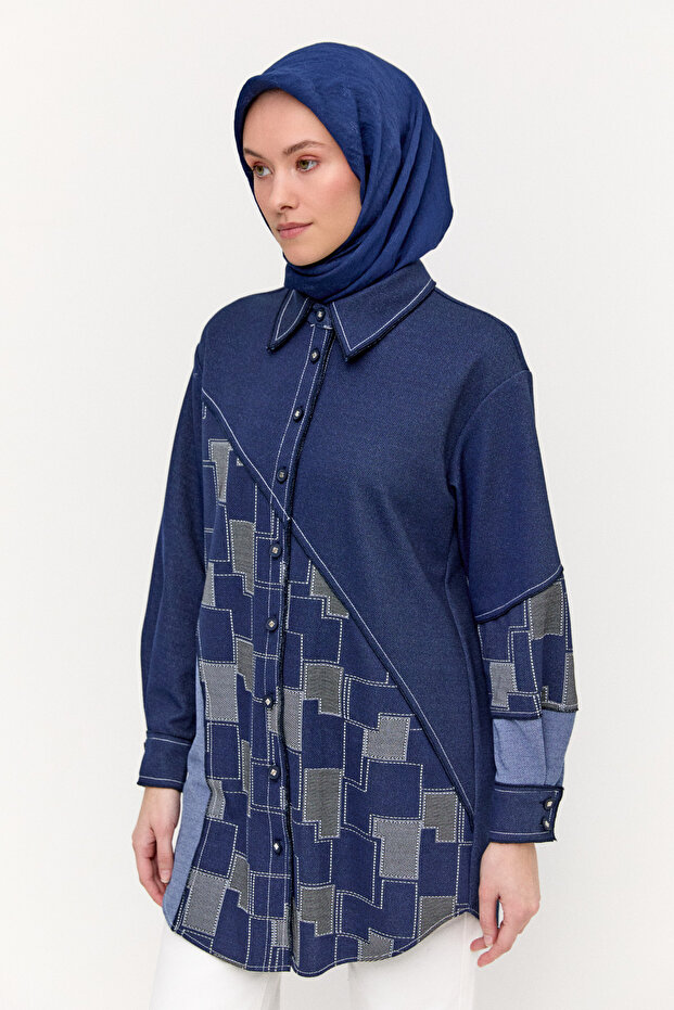 Parçalı Desenli Tunik - 3