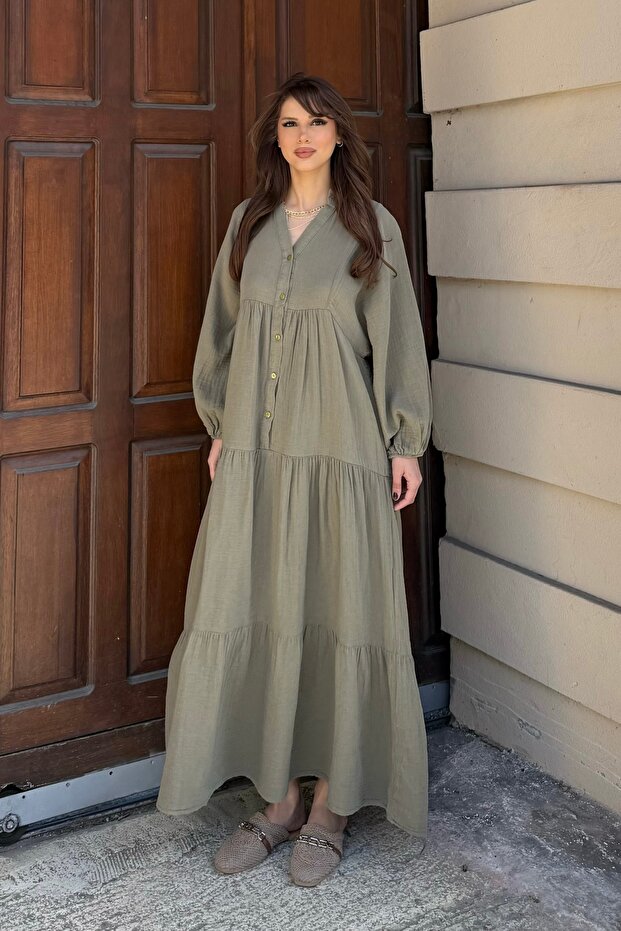 Women's Summer Lined Maxi Muslin Woven Dress