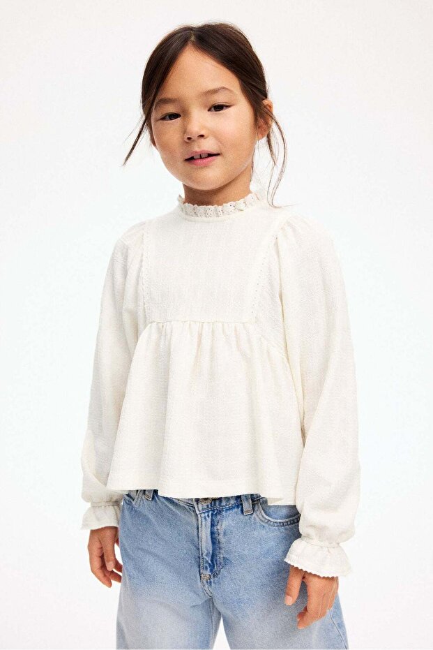 Textured jersey blouse