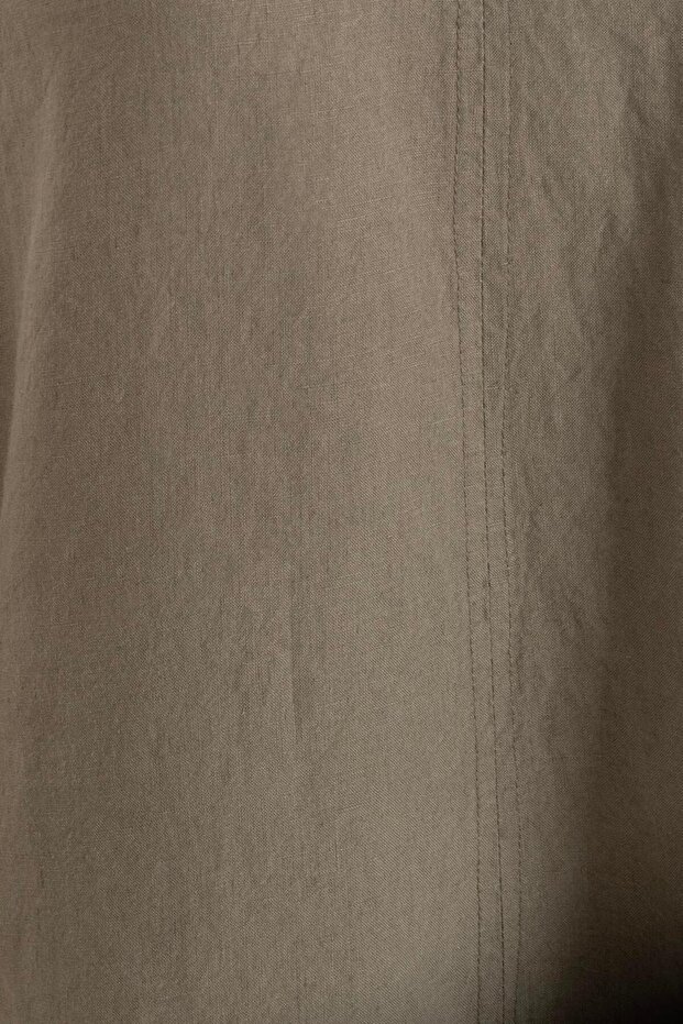 Oversize Keten Midi Elbise - 3