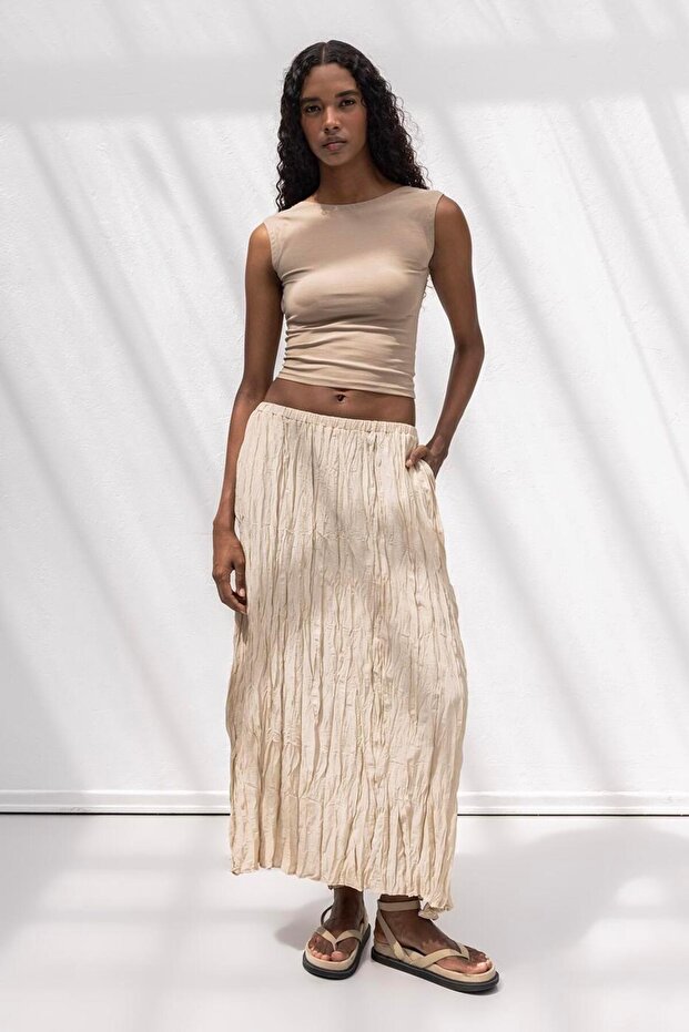 Crashlı Midi Etek - 3