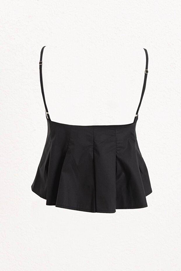 Pileli Askılı Bluz - 2