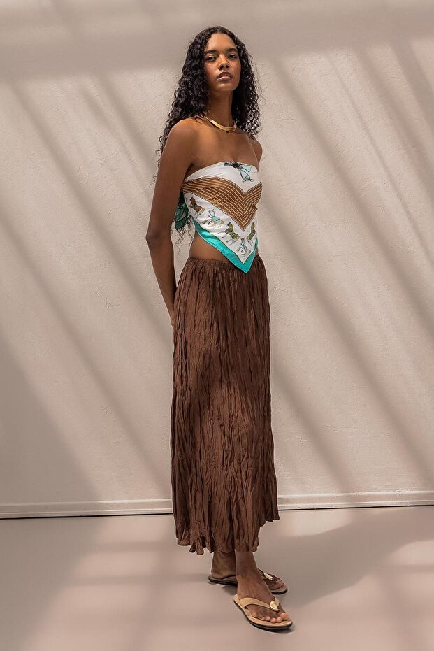 Crashlı Midi Etek - 2