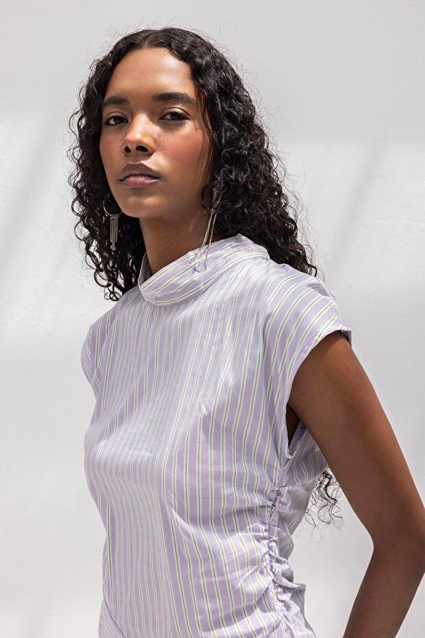 Asimetrik Poplin Bluz - 2