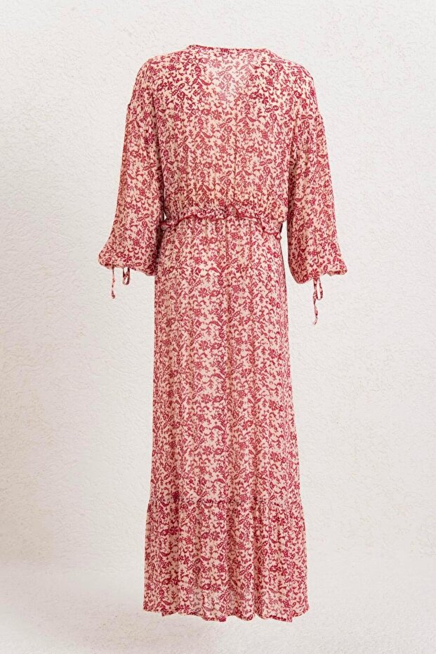 Fırfırlı Oversize Midi Elbise - 2