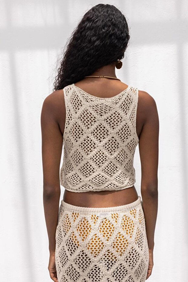 Crop Örgü Bluz - 4