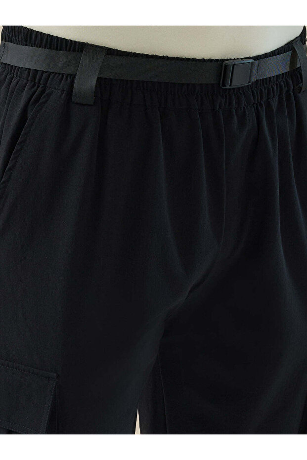 Solid Black Athleisure Cargo Pants - 4