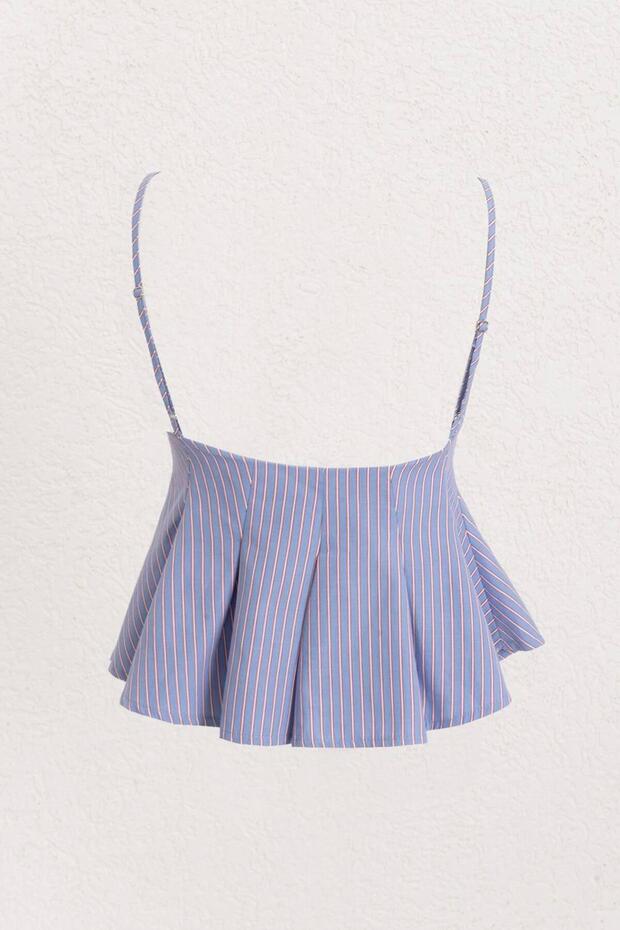 Pileli Askılı Bluz - 2