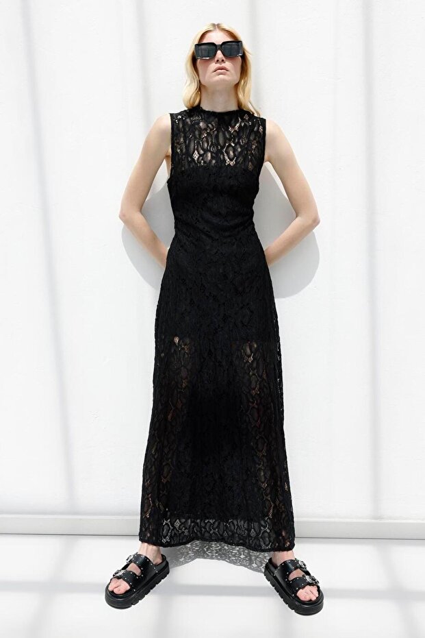 Dantel Maksi Elbise - 2