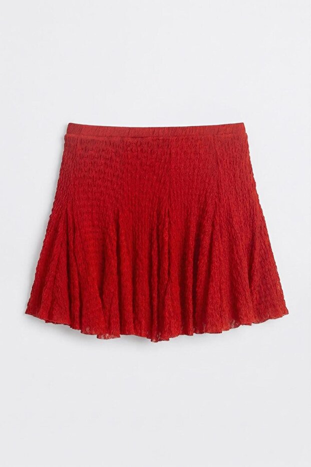 Volanlı Dantel Mini Şort Etek - 1