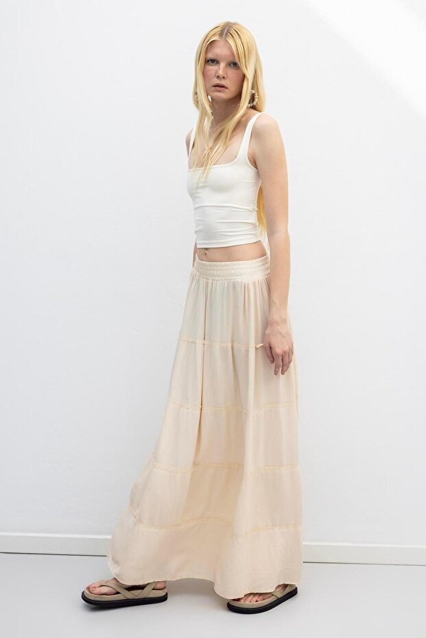 Katlı Maksi Etek - 4