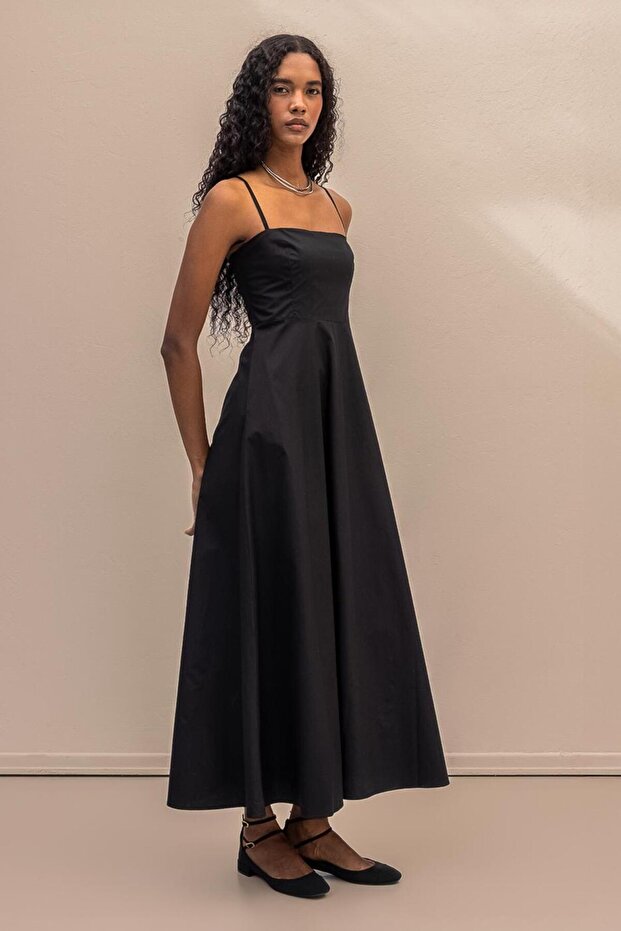 Askılı Volanlı Midi Elbise - 3