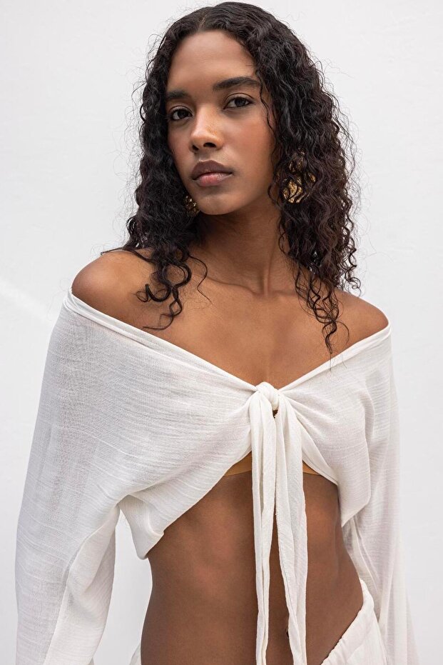 Crop Bağlamalı Bluz - 2