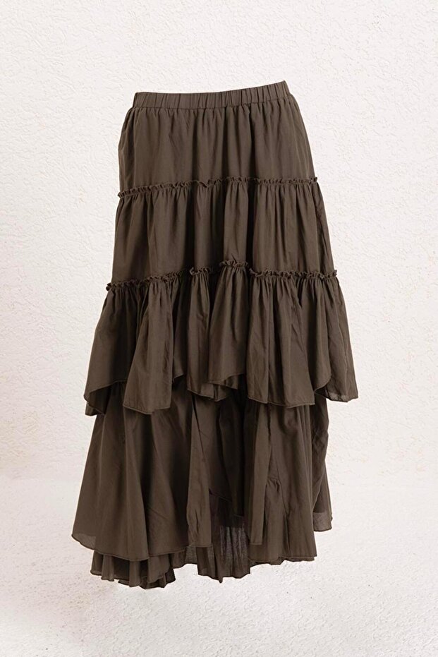 Katlı Maksi Etek - 1