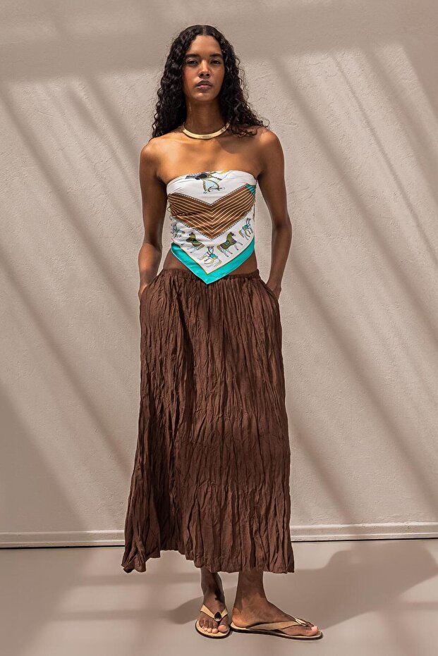 Crashlı Midi Etek - 1