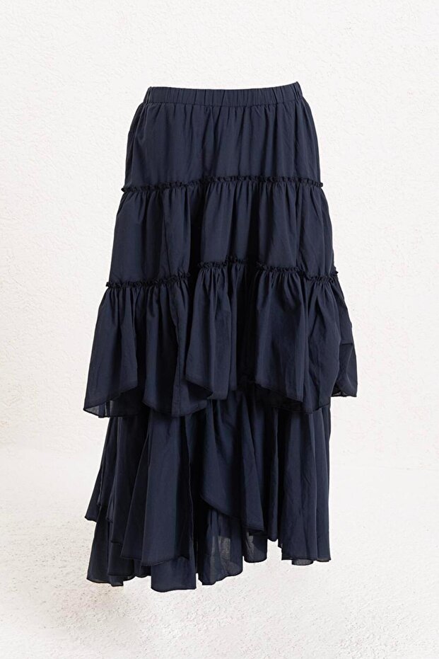 Katlı Maksi Etek - 1