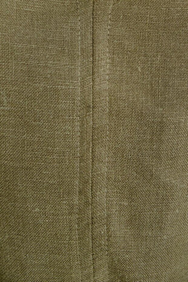 %100 Elastik Kenarlı Keten Bluz - 3