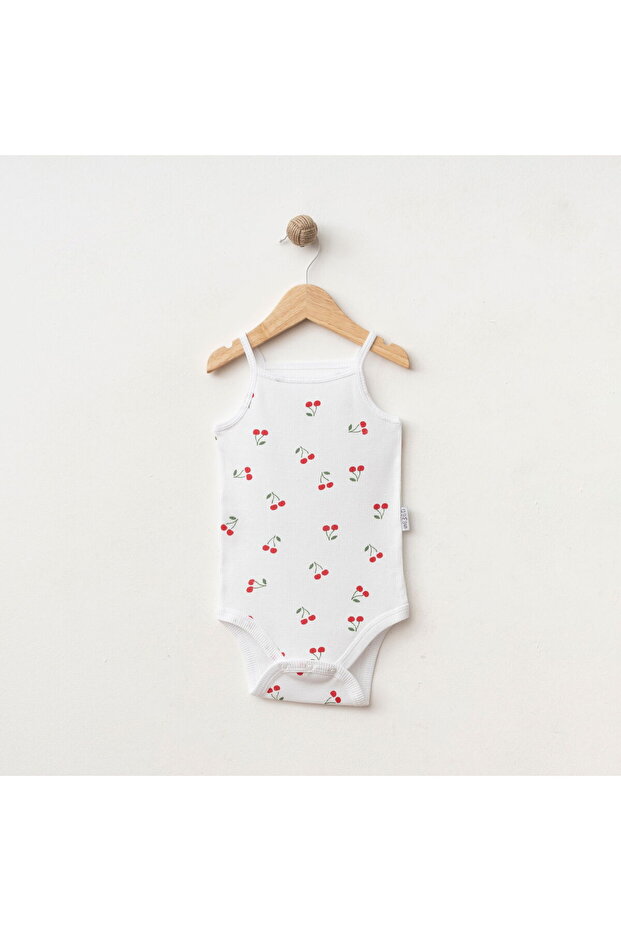 Baby Ki̇raz D Patterned Girls' Bodysuit with Rope Straps 100% Cotton