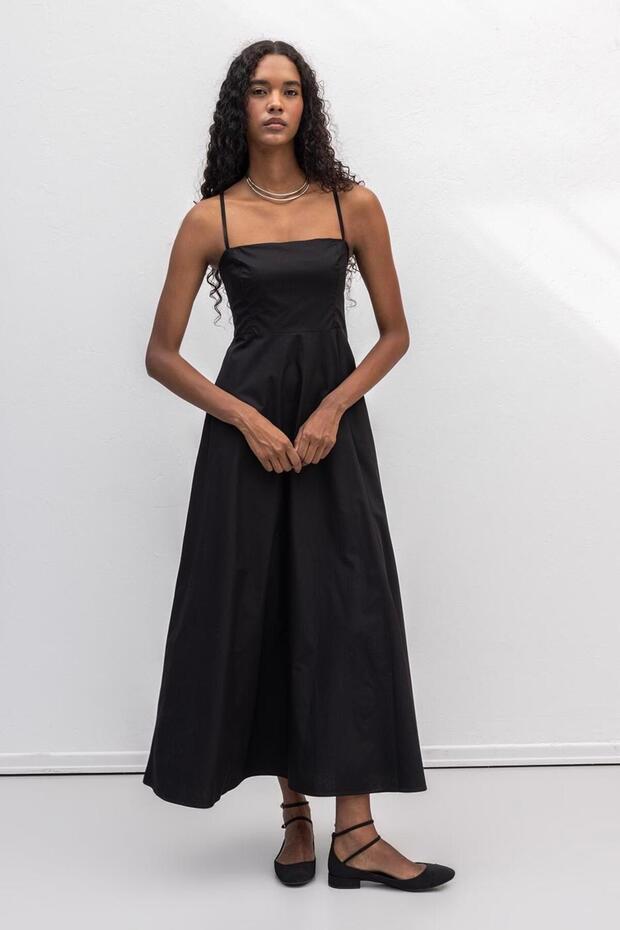 Askılı Volanlı Midi Elbise - 6