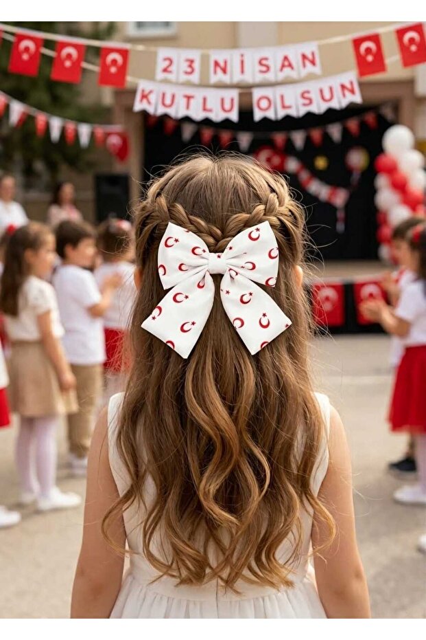 23 April White Moon Star Bow Hairpin Clip Hairpin