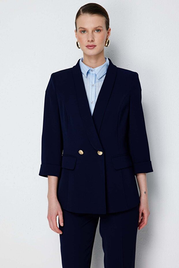Double Breasted Collar Double Sleeve Jacket