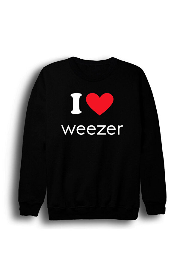 I Weezer Music Group Printed Unisex 100% Cotton Crew Neck Black Sweatshirt