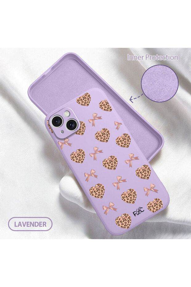 iPhone 15 Plus Compatible Ultimate Heart Leopard Printed Pack Liquid Silicone Case, Abrasion Resistant