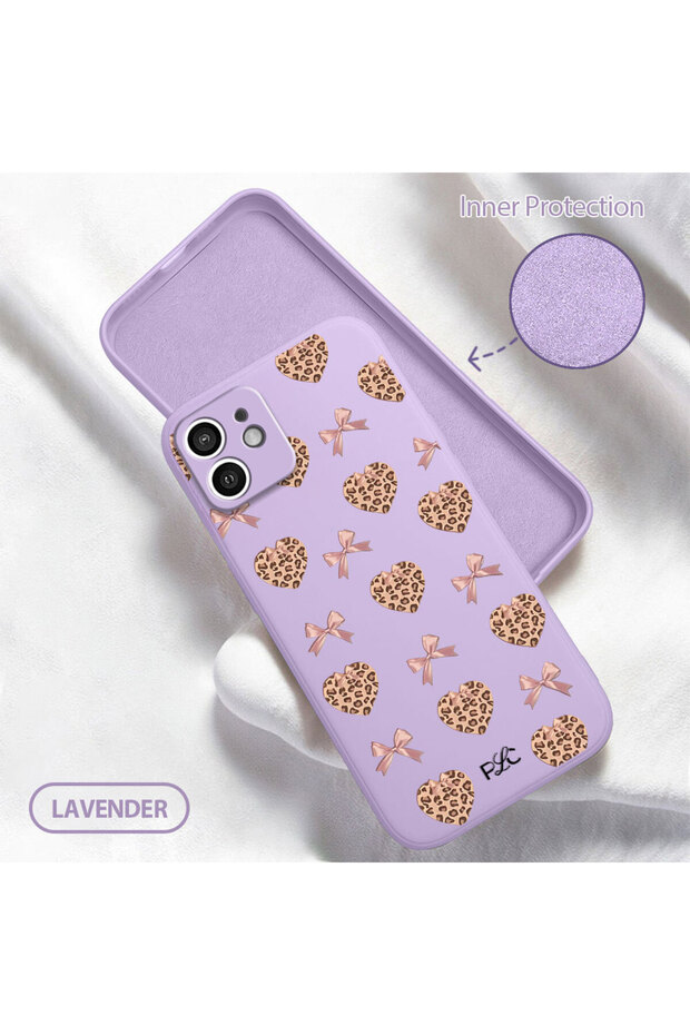 iPhone 12 Compatible Ultimate Heart Leopard Printed Pack Liquid Silicone Case, Abrasion Resistant