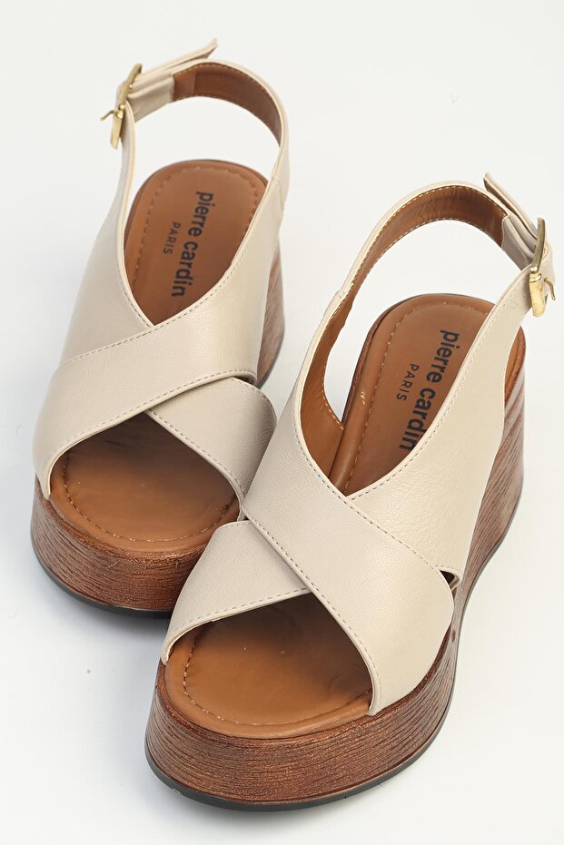 Women's Beige Heeled Shoes Pc-55686