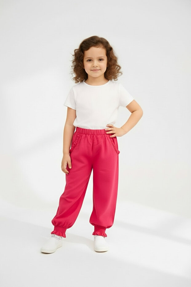 Girl's Nar Çi̇çaği Vi Viscose Anthology with Elastic Waist and Cuffs 9235