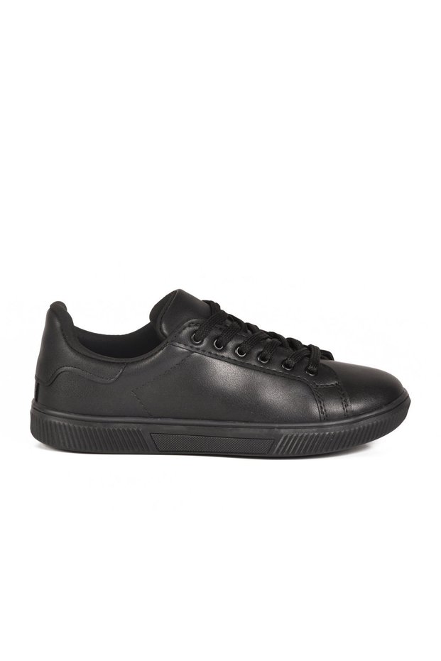Black Lace-up Women's Sports Shoes