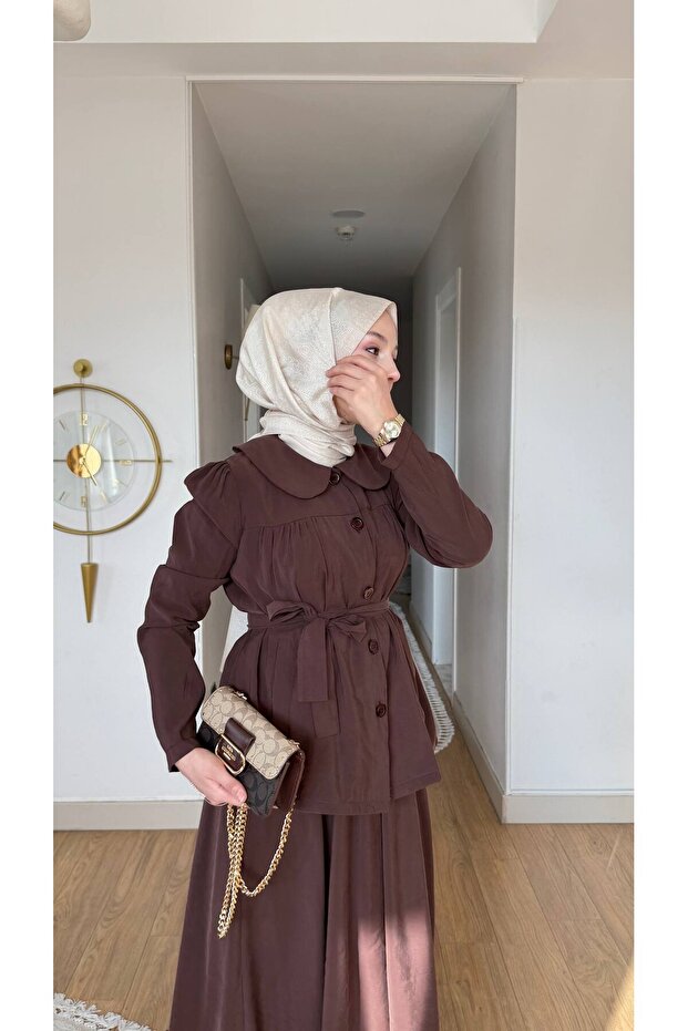 Retro Collar Belted Double Suit