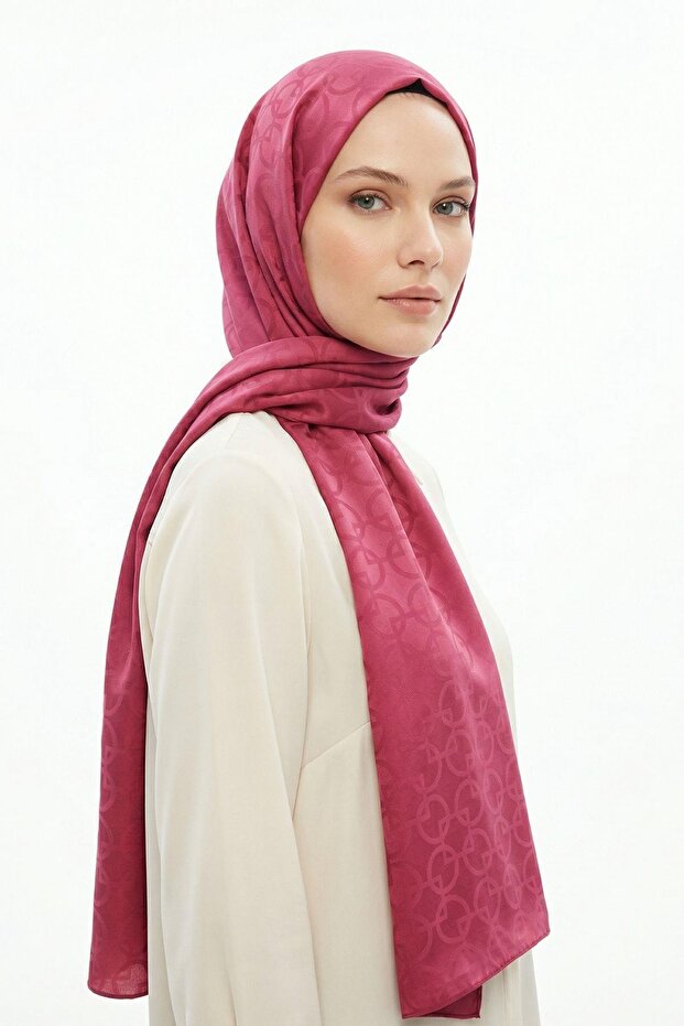 Burgundy Ring Pattern Jacquard Shawl 5685 - 1