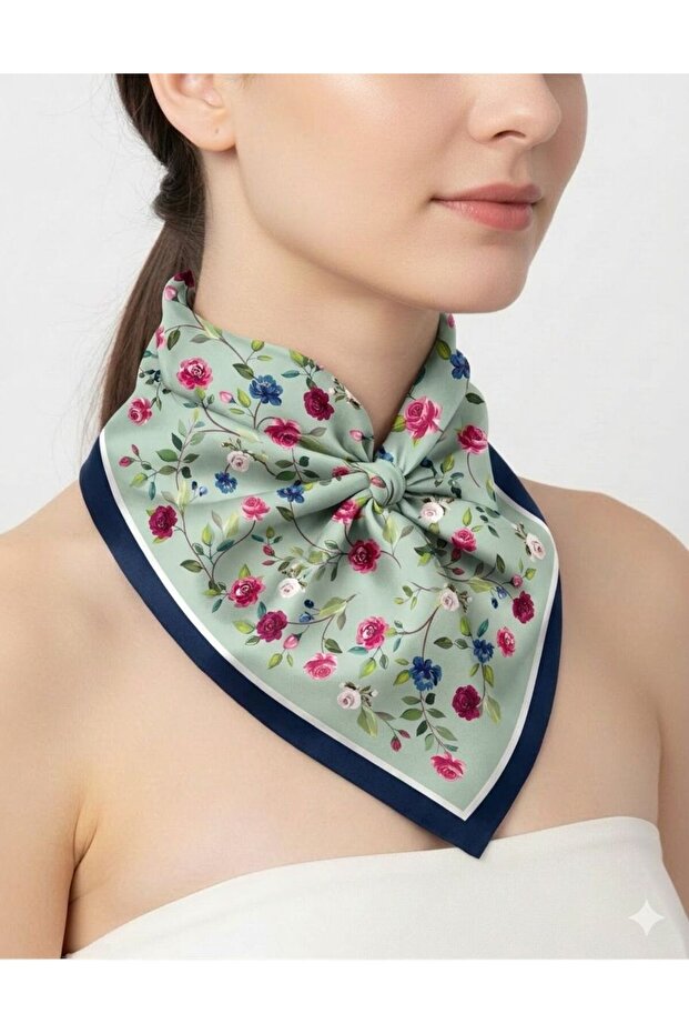 Choose Your Style Navy Blue Rose Scarf / Bandana / Accessory 48X48 cm