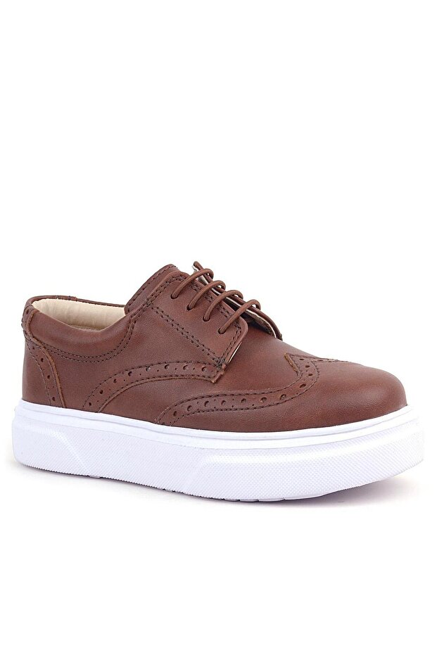 Rakerplus Tan White Sole Oxford Children's Classic Shoes